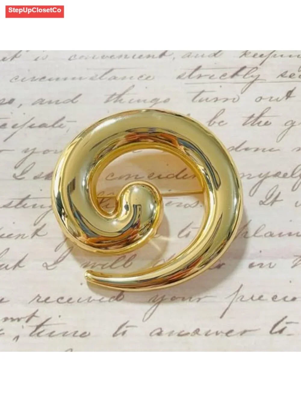 Chunky Spiral Brooch Pin for Women - Gold Silver Statement Jewelry